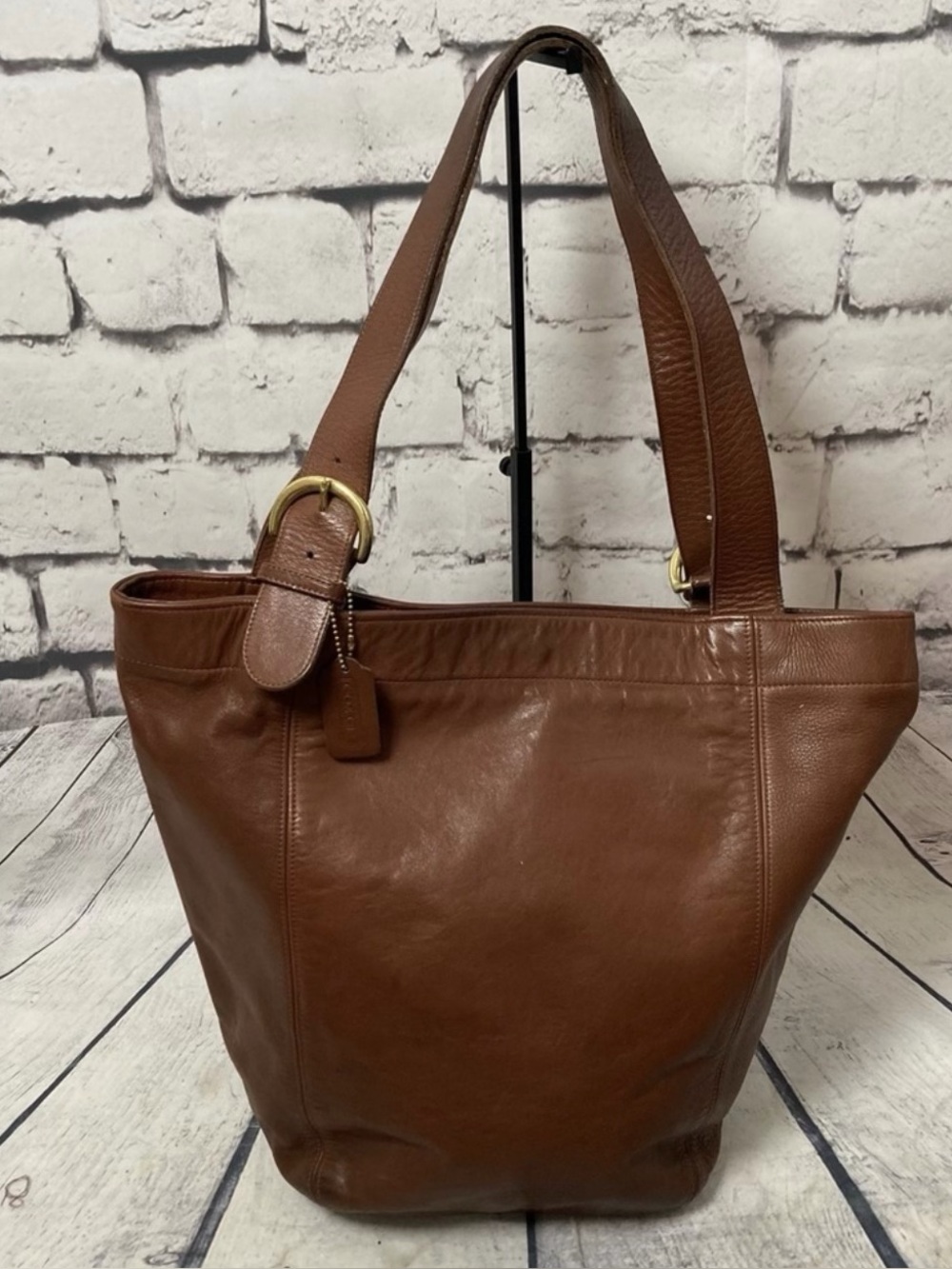 Vintage Coach Large Hobo Tote Shoulder Bag Cognac Brown